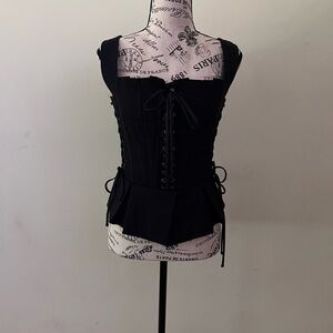 Dolce and Gabbana Black Lace Up Corset Top